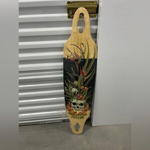 Longboard with Black and Brown Design deck